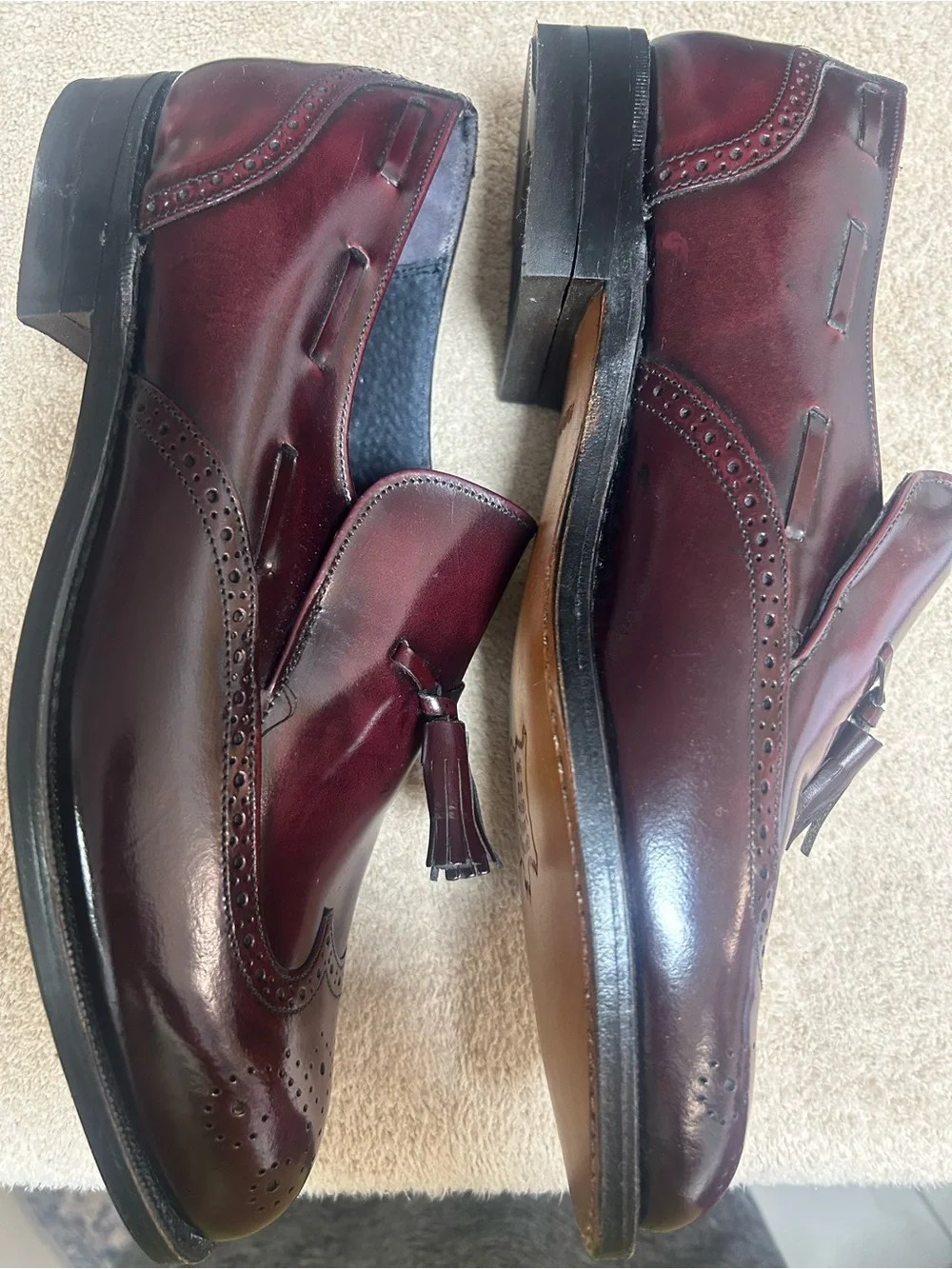 CROWN EXECUTIVE COLLECTION leather wingtip tassel brogue style loafers sz 10 NEW